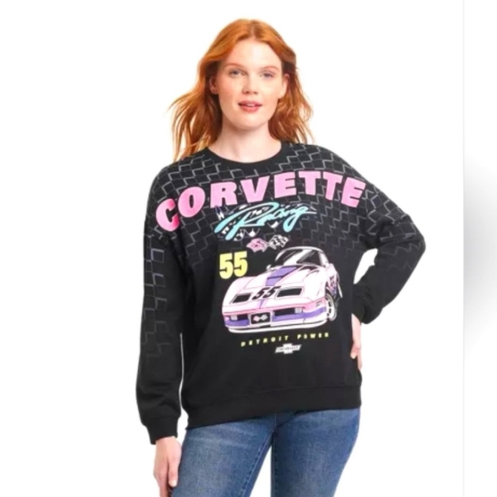 NWT Women's GM Corvette Racing Black Crewneck Lightweight Sweatshirt - Picture 2 of 9